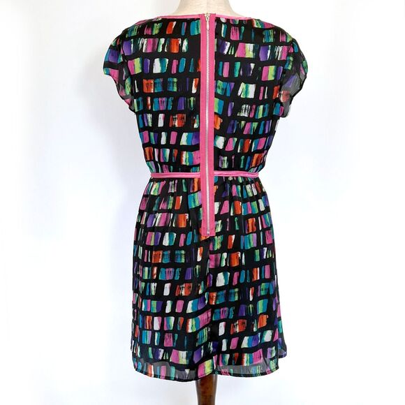 Jodi Kristopher Black Pink Cap Sleeve Fit & Flare Dress Size Jr 11 - Picture 5 of 6